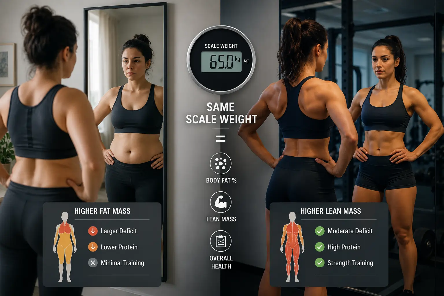 A person checking body measurements — representing body composition tracking during a fat loss phase and the difference between fat loss and weight loss