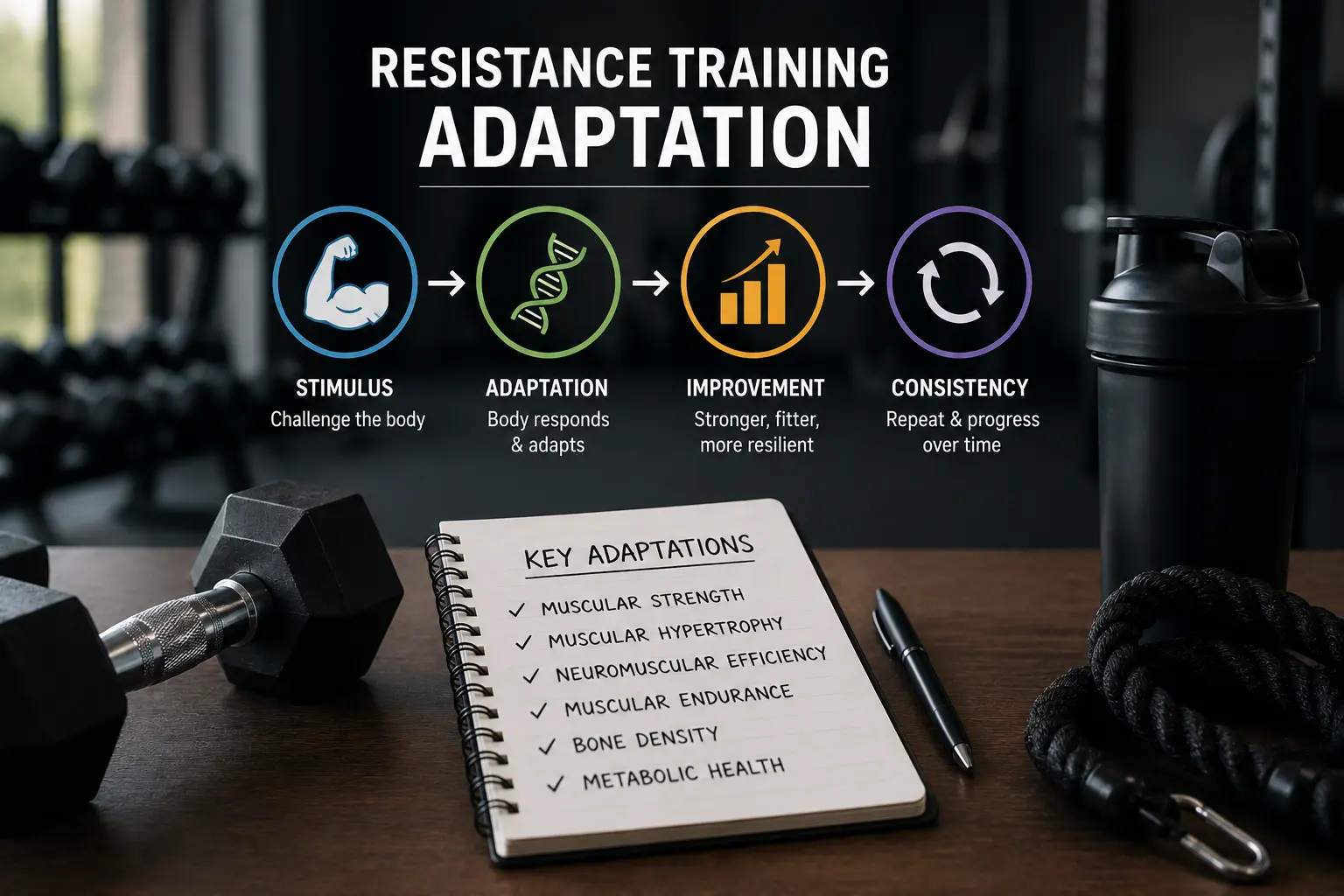 Illustration of the science of resistance training and muscle adaptation — a core element of the NASM OPT model and the foundation of all three certification curricula
