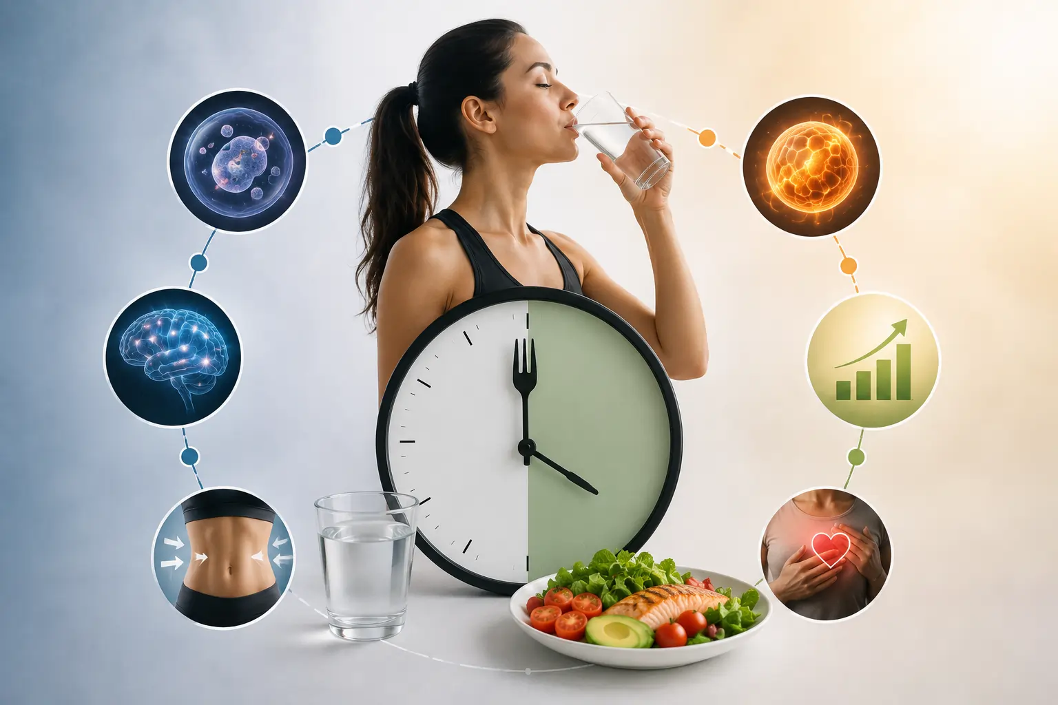 Whole foods arranged on a table — representing the intersection of eating patterns, nutrition quality, and intermittent fasting