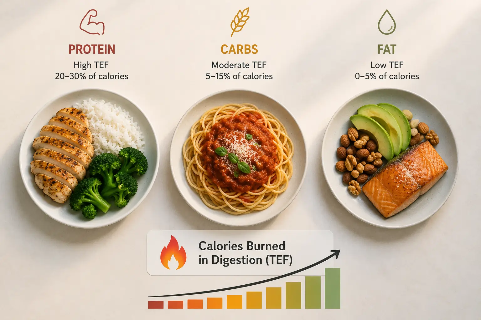 A balanced, protein-rich meal — illustrating how macronutrient composition affects the thermic effect of food
