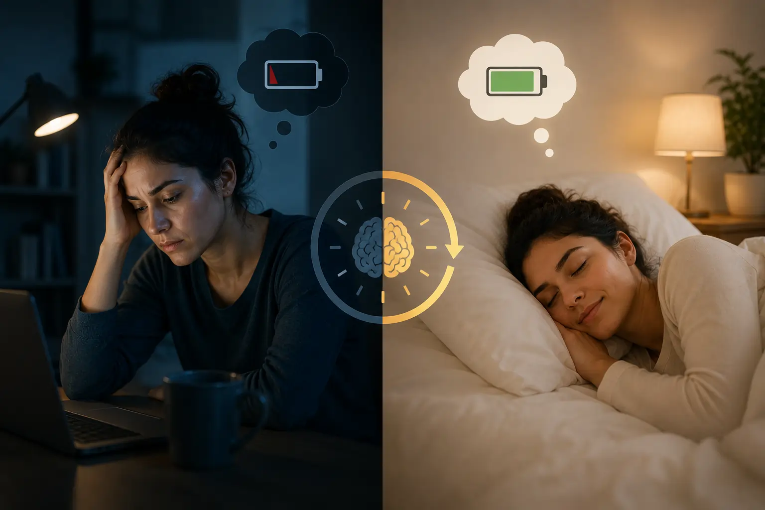 Person lying in bed looking at the ceiling, unable to sleep — representing the experience of sleep deprivation and the accumulated toll of chronic sleep debt
